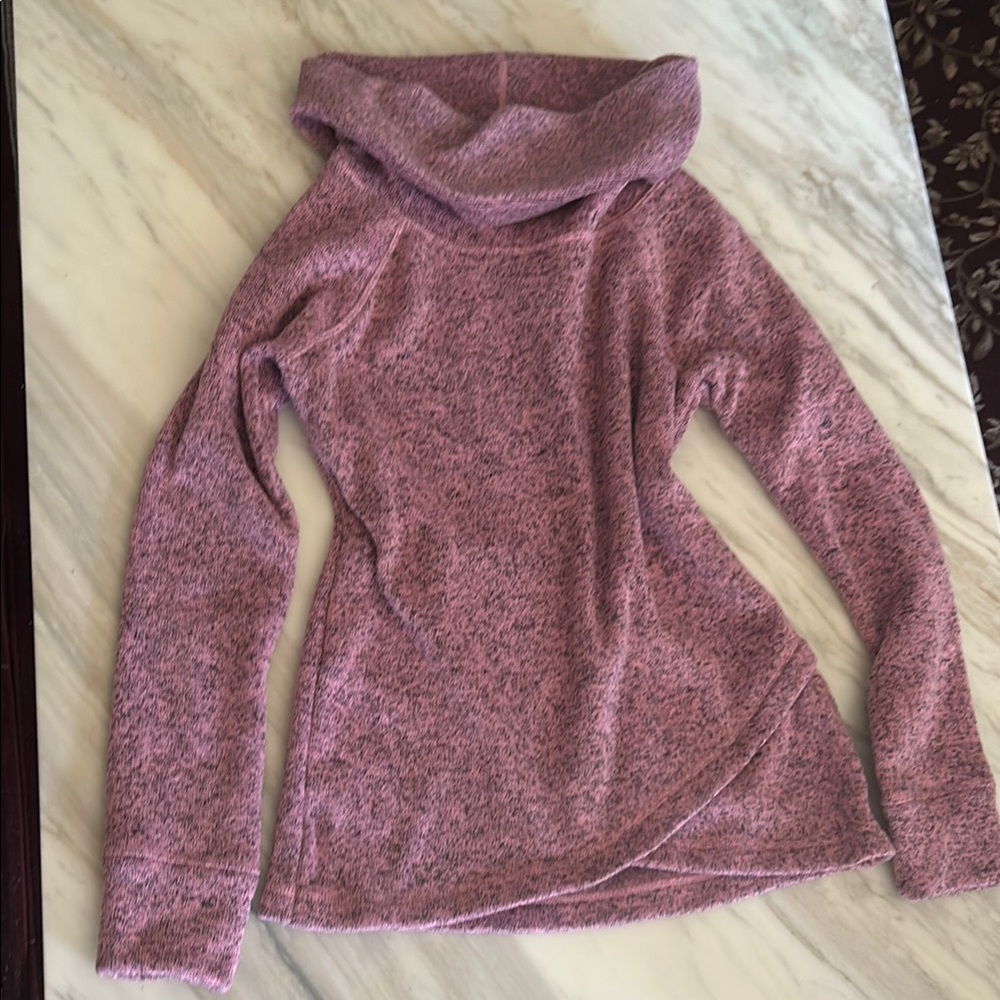 Cozy Pink Cowl Neck Sweater with Plush Fabric